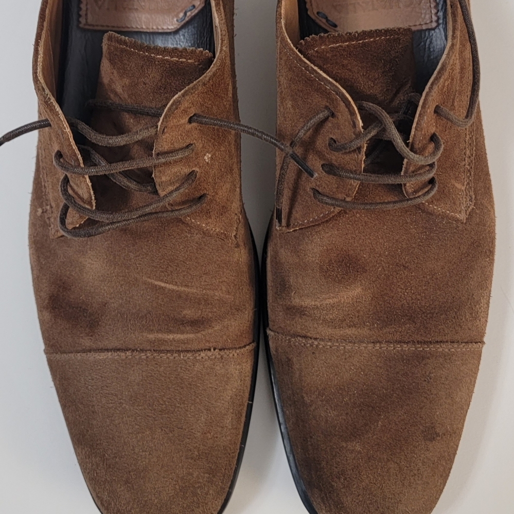 Aquatalia Mens 11 Handmade Italy Brown Suede Leather Oxford Lace Shoe